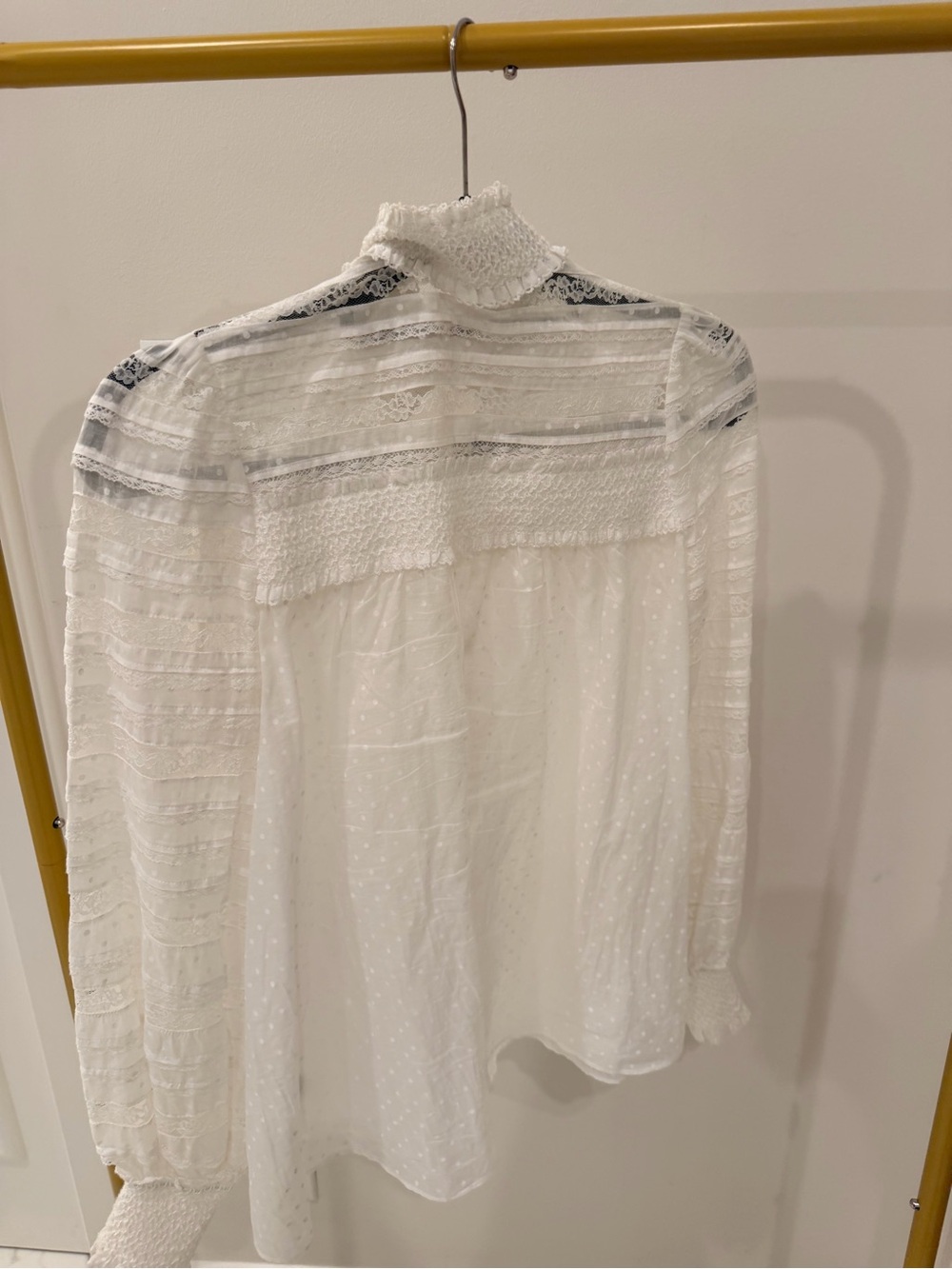 Zimmermann White Sheer Lace Dot-Print Candescent top - Picture 3 of 8